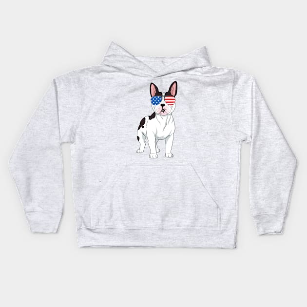 French Bulldog - Fun Frenchie in American Aviator Glasses Kids Hoodie by RKP'sTees